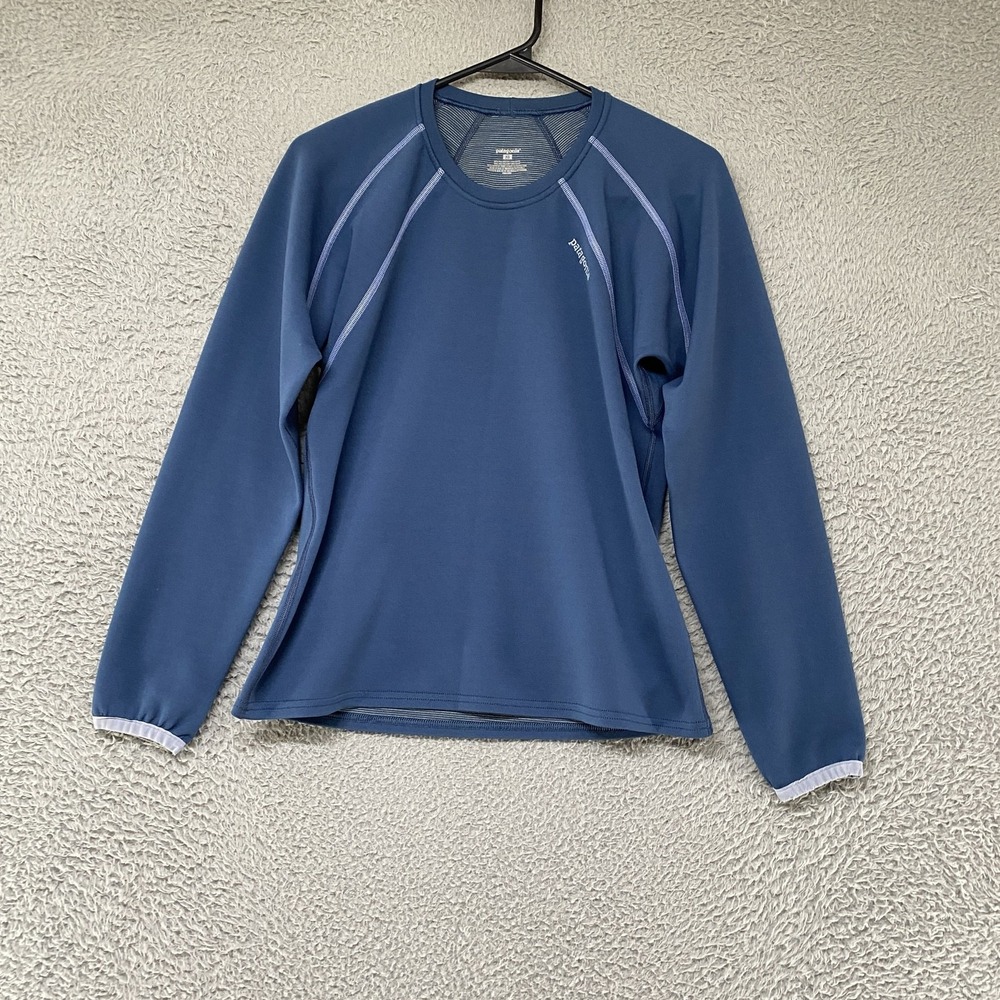 Patagonia Merino Wool Shirt Womens XS Blue Long Sleeve Base Layer Hiking Top